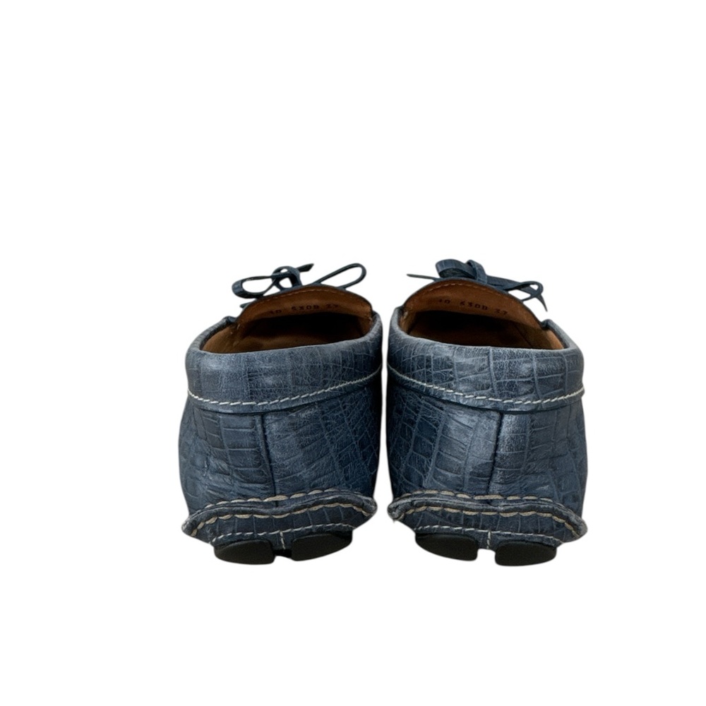 Prada Textured Blue Leather Loafers - Picture 3 of 7